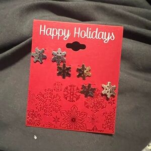 Festive Snowflake Holiday Earrings Set